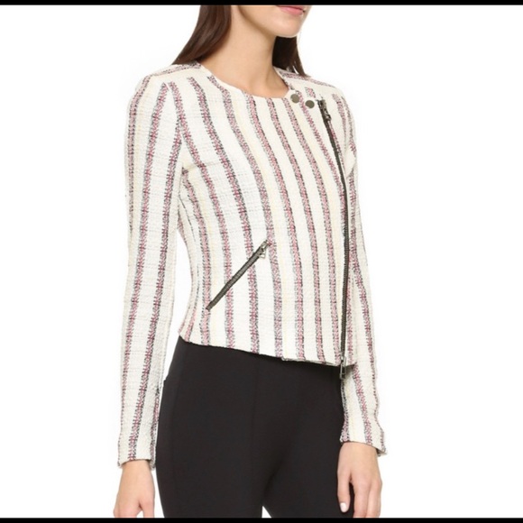 Veronica Beard Stripe Tweed Moto Jacket - Picture 2 of 15
